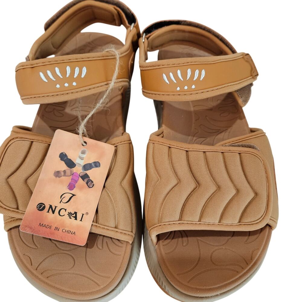 Women's NWT ONCAI Brown Platform‎ Adjustable Sandals, Size 8.5